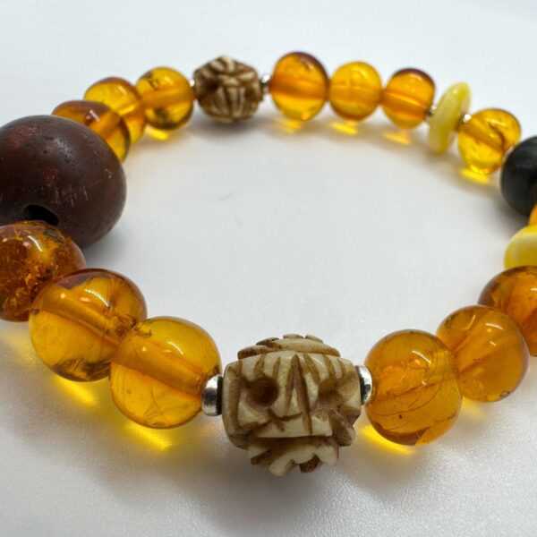 Amber Bracelet Silver Oak • Natural Stone Jewelry for Men