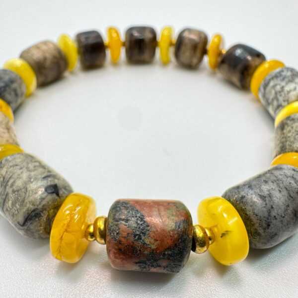 Brass & Sea Oak Bracelet - Coastal Pebble Charm Jewelry