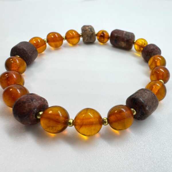 Brass Sea Pebbles Bracelet Amber - Handmade Natural Jewelry