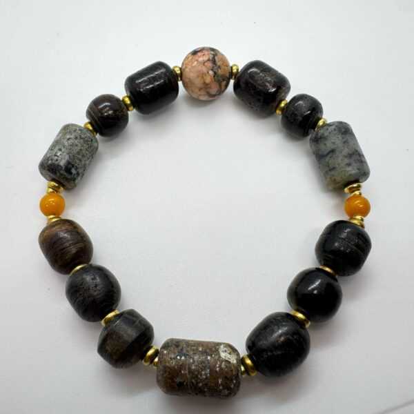 Brass Bracelet - Moose Antler, Amber, Sea Oak - Nature Jewelry