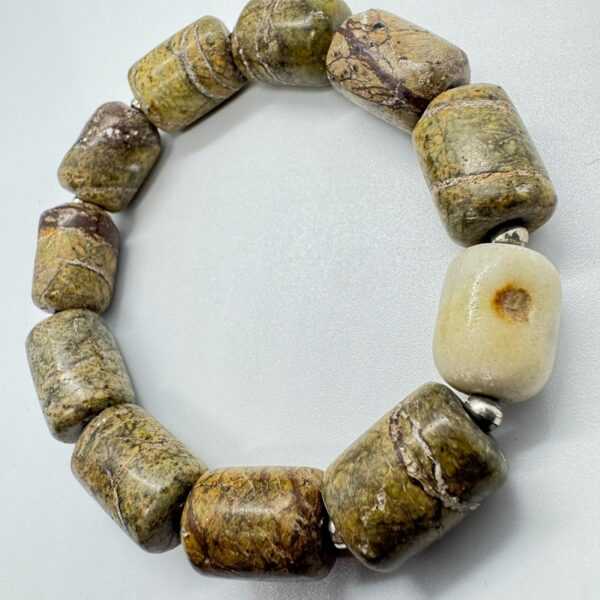 Sea Pebble Bracelet - Sterling Silver, Granite, Natural Stone