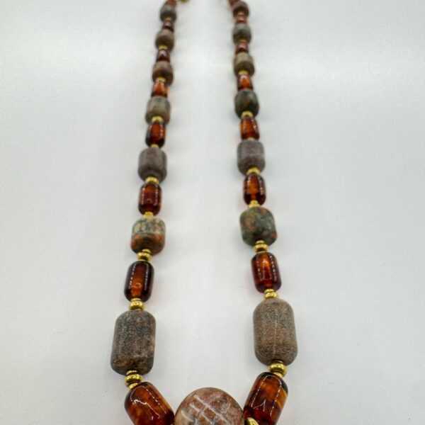 Viking Amber Necklace - Rune Pendant, Sea Stone, Norse Jewelry