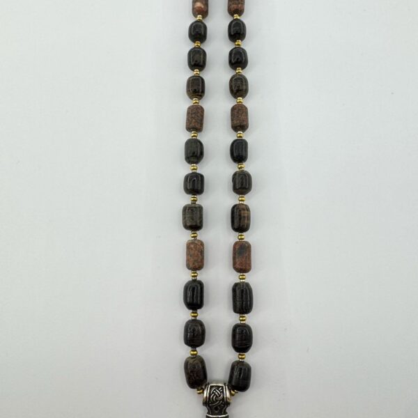 Viking Mjolnir Bog Oak Sea Pebble Necklace - Thor's Hammer