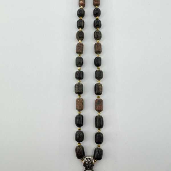 Viking Mjolnir Bog Oak Sea Pebble Necklace - Thor's Hammer