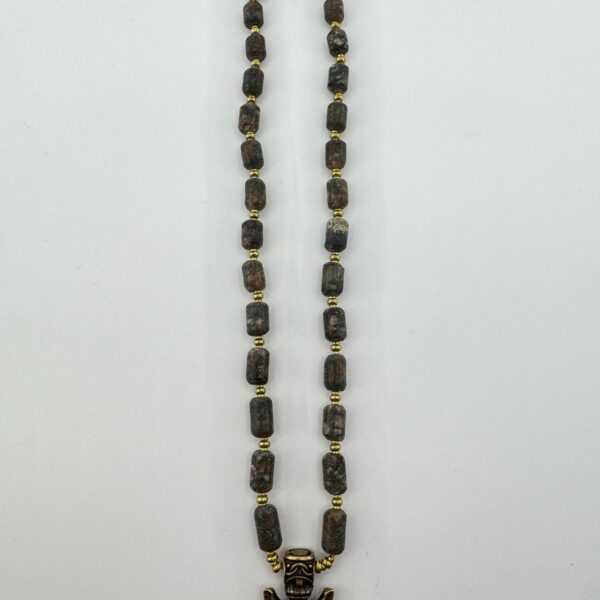 Viking Arrowhead Necklace - Brass, Baltic Amber & Sea Stone