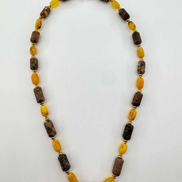 Baltic Amber Butterscotch Necklace - Sea Pebble & Brass Accent