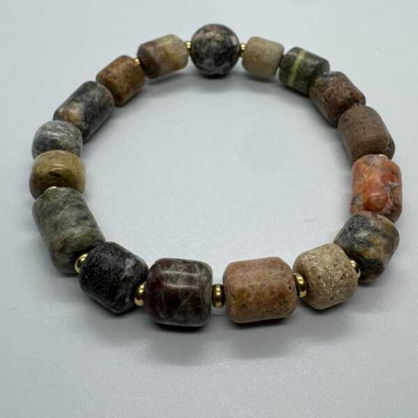 Brass & Sea Oak Beaded Bracelet - Artisan Crafted Jewelry
