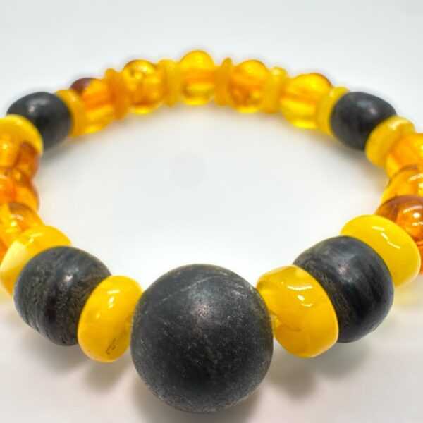 Brass Sea Oak Bracelet - Amber, Sea Pebbles - Artisan Jewelry