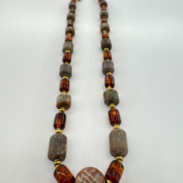 Meaningful Viking Amber Necklace: Handpicked Sea Pebbles & Custom Rune Pendant - Perfect Gift for Nature Lovers