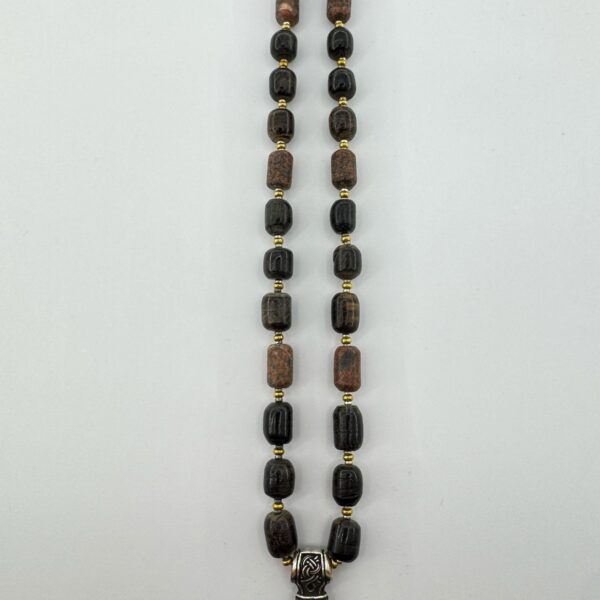 Viking Mjolnir Bog Oak Sea Pebble Necklace - Thor's Hammer